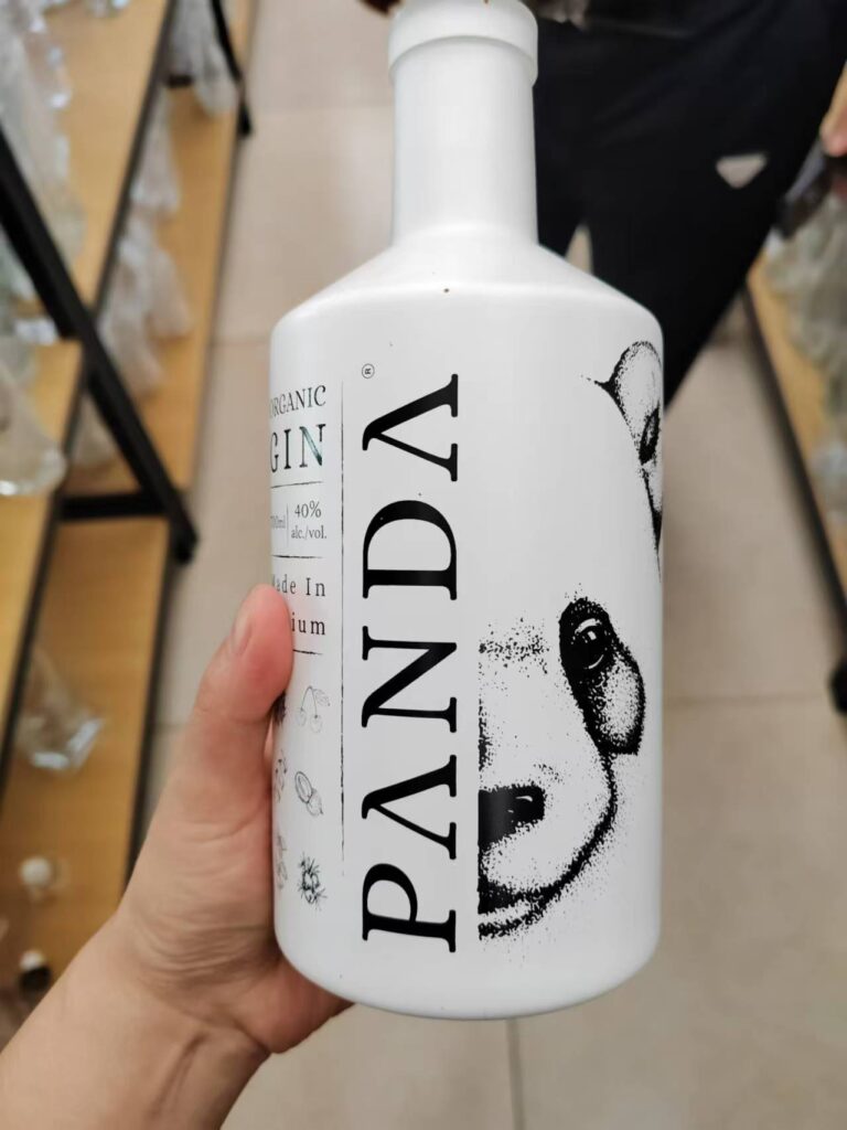 Fired Decal Artwork On White Coated Panda Bottle