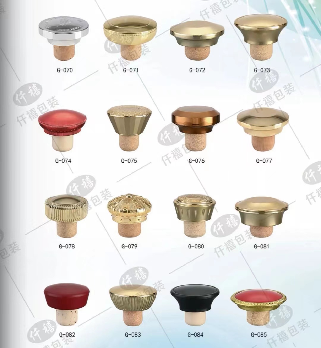 Metal & wood T-top corks G-070 to G-085