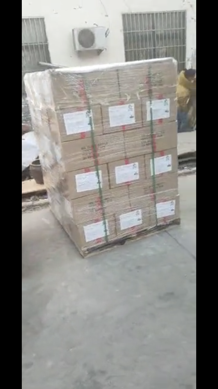 Finished pallet wrapped with plastic stretch film