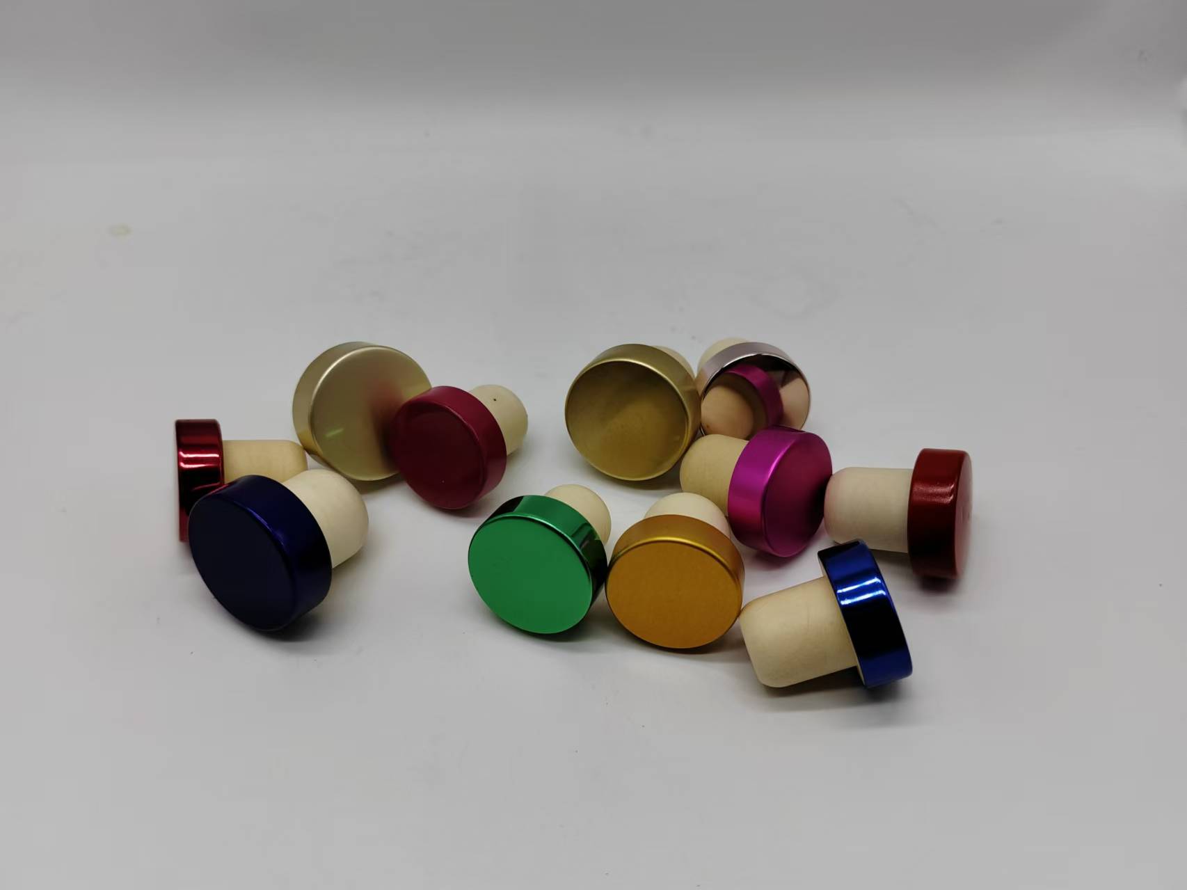 Colorful aluminum T-cap mix ready for dispatch